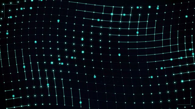 Abstract digital network with geometric intelligence core and glowing cyan grid lines for technology data visualization