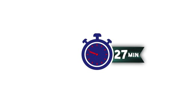 27 minute timer countdown animation with stopwatch for presentations and productivity tracking clock