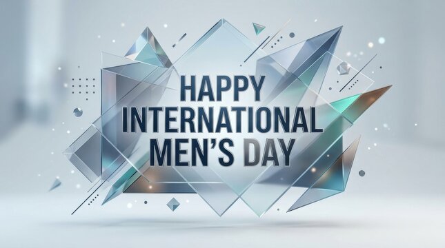 Abstract geometric background with text celebrating international mens day featuring modern blue and grey shapes for social media greeting