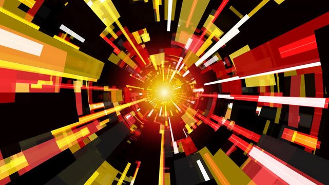 Black Red Gold Colors Cyberspace Warp Tunnel
