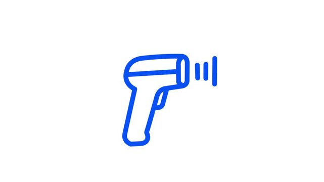 Blue barcode scanner gun icon vector illustration graphic design