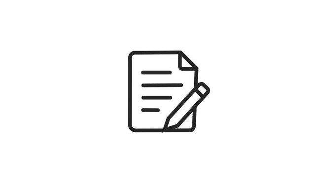 Black document with pencil writing icon vector illustration design
