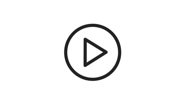 Play button inside circle icon for video media player and multimedia control