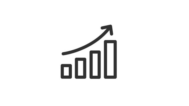 Growing bar chart with upward arrow icon for business success and financial growth