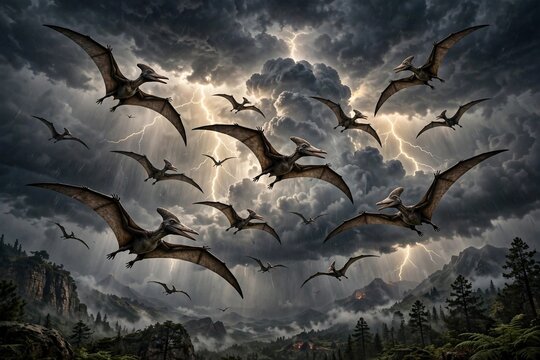 Pteranodons in a Thunderstorm
