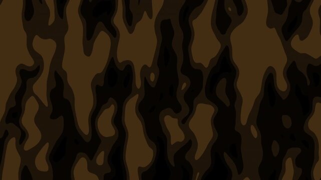Abstract camouflage pattern shifting in brown and dark tones