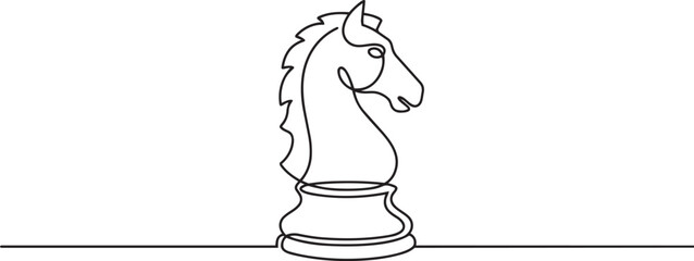 Continuous one line drawing of a chess knight piece © Sara