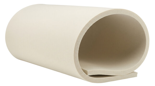 Rolled white memory foam mattress topper sheet isolated on transparent background png