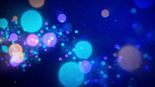Abstract Blue and Purple Bokeh Background Loop with Glowing Light Particles