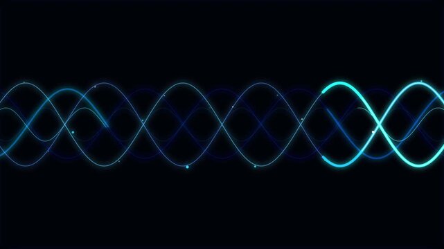 Neon blue sine wave audio equalizer motion graphic loop