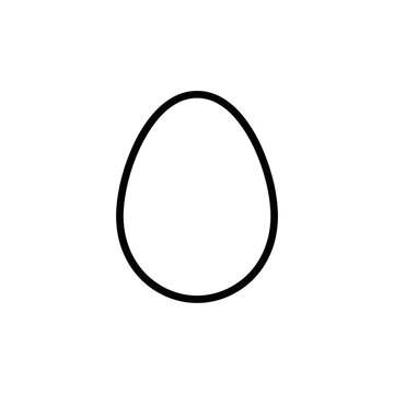 Minimalist black outline egg icon vector illustration isolated on white background, simple thin line drawing for graphic design
