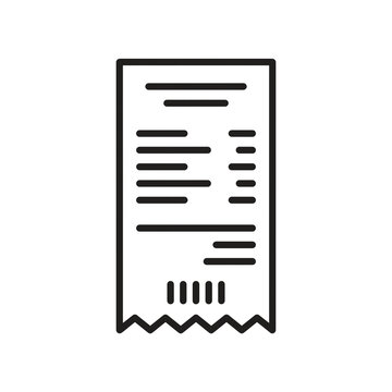 Simple Linear Receipt Icon Vector Illustration for Shopping Bills Invoices and Financial Accounting Documents on a White Background Design