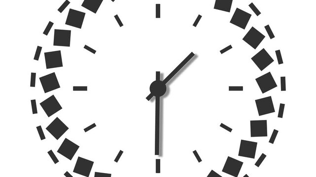 Modern Minimalist White Clock Face Animation With Ticking Hands Motion Background Loop For Time Management Concept Video