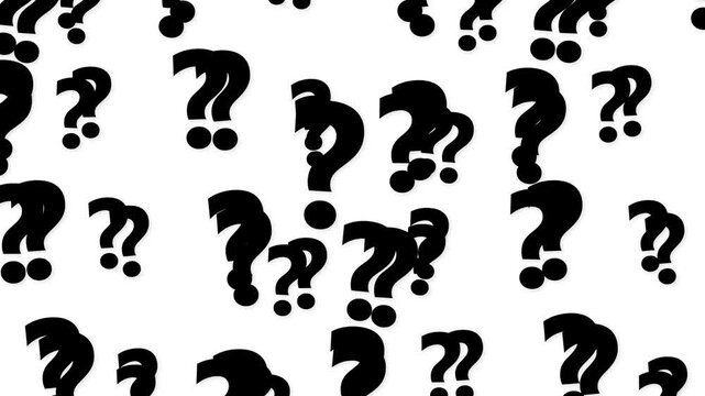 Dynamic pattern of black question marks expressing uncertainty and curiosity