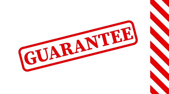 Guaranteed red rubber stamp motion graphic sticker with peeled corner loop animation on clean white background