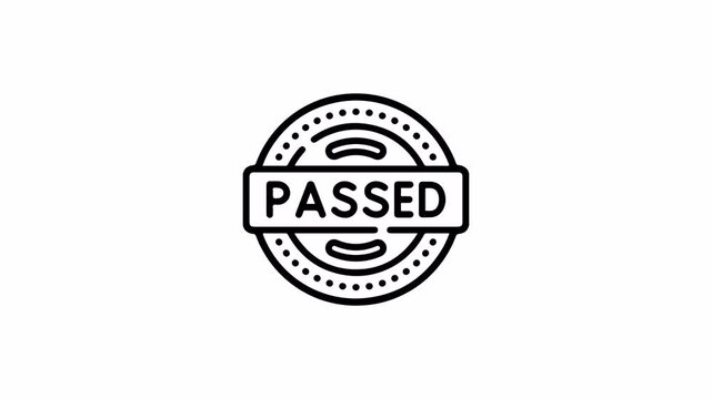  Passed circle stamp animation with black ink on transparent background text stamp passed circle stamp with alpha channel.