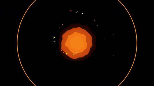 pixel art fire sphere loop animation with glowing orange circle, retro game effect
