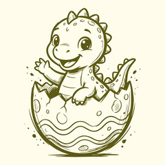 Cute Baby Dinosaurs, Hand Drawn Sketch Cartoon Dinosaur Characters, Colorful Little Prehistoric Animals Vector Illustration for Kids Design, Nursery Art, and Stickers © vectroy