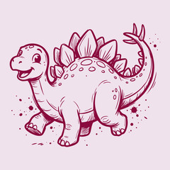 Cute Baby Dinosaurs, Hand Drawn Sketch Cartoon Dinosaur Characters, Colorful Little Prehistoric Animals Vector Illustration for Kids Design, Nursery Art, and Stickers © vectroy