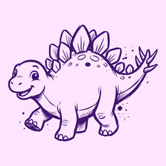 Cute Baby Dinosaurs, Hand Drawn Sketch Cartoon Dinosaur Characters, Colorful Little Prehistoric Animals Vector Illustration for Kids Design, Nursery Art, and Stickers © vectroy