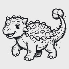 Cute Baby Dinosaurs, Hand Drawn Sketch Cartoon Dinosaur Characters, Colorful Little Prehistoric Animals Vector Illustration for Kids Design, Nursery Art, and Stickers © vectroy