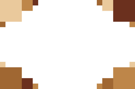 Modern Geometric Light Gold Square Pixel Frame White Background. Design Print for Certificate, Menu, Greeting, Card, Invitation and Banner. 3