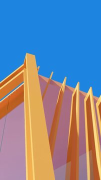 3D render vertical animation of building light and shadow