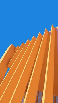 3D render vertical animation of building light and shadow