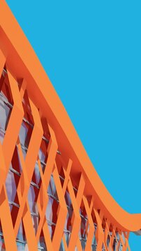3D render vertical animation of building light and shadow