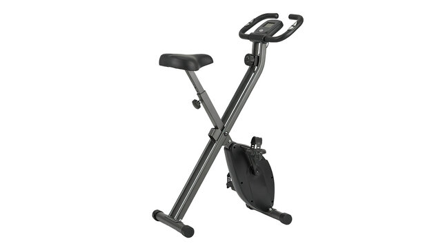 Foldable black exercise bike for home workouts and fitness
