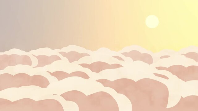 Pixel art sky animation with moving clouds and glowing sun for retro games