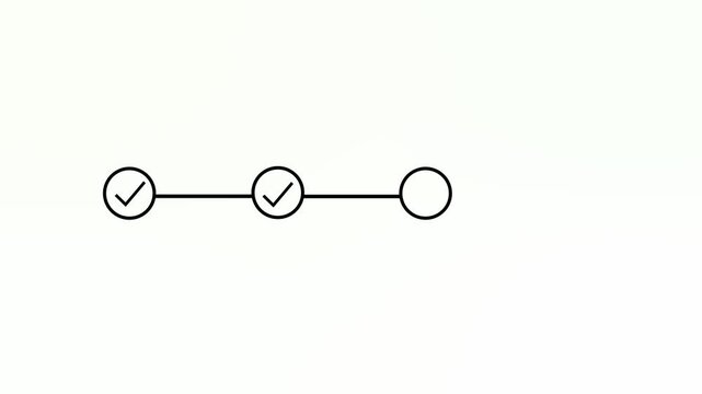 4 step infographic process with check mark icon. infographic step by step process icon animation on black background, step process success with check marks. Step-by-Step