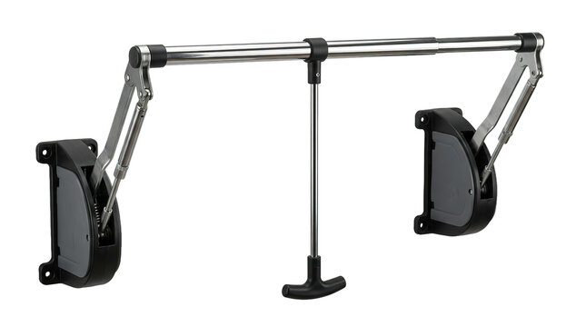 Adjustable black and silver pull-up bar with support arms for home gym workouts
