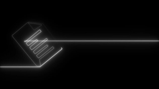 Animated self drawing of Clipboard with checklist white neon icon continuous one line drawing, One continuous line animation 4k