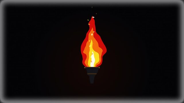 Pixel art torch loop animation featuring burning fire flames, retro video game style effect