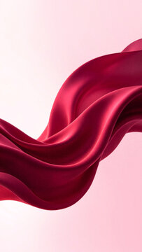 Vertical composition of abstract 3D background featuring maroon burgundy fabric wave with grain particle texture, ideal for premium modern mobile screen graphic designs.