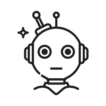 Cute robot head line icon