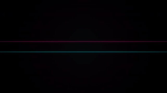 Horizontal digital glitch lines glow on a dark background