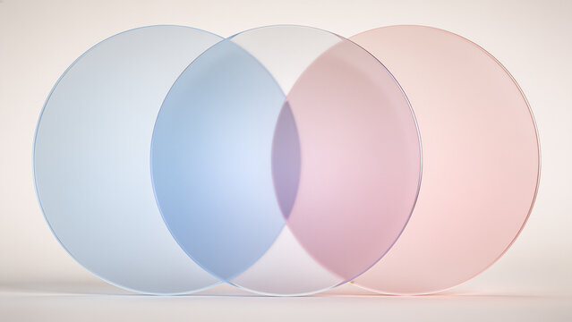 Two overlapping transparent circles in light blue and pink colors