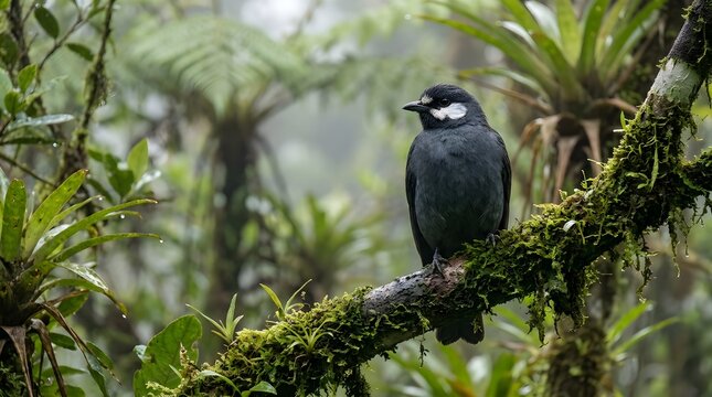 White-cheeked Cotinga in Andean Cloud Forest