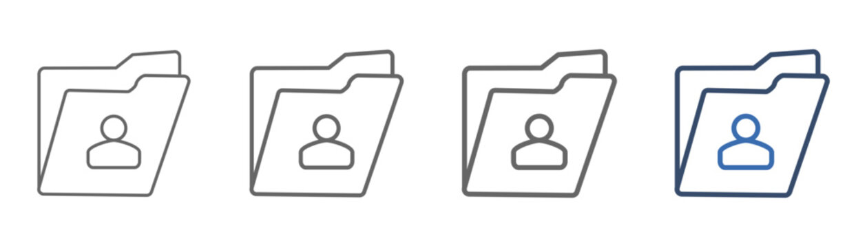 outline icon set case study with folder and person design