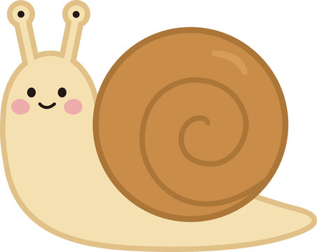 Cute Smiling Snail with Brown Spiral Shell 