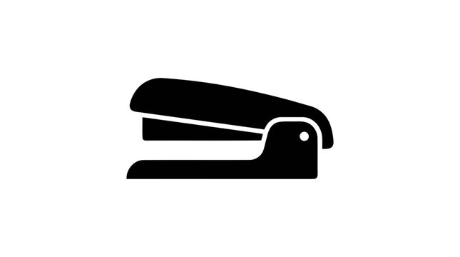 Vector illustration of black silhouette icon of a desktop stapler on a transparent background