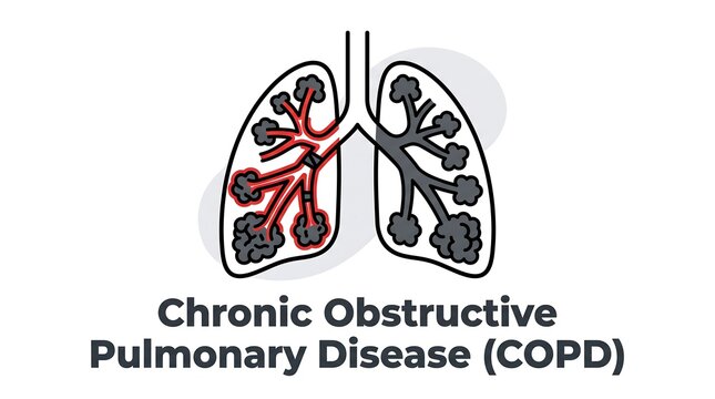 COPD chronic obstructive pulmonary disease lung illustration showing damage