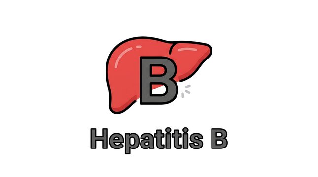 Hepatitis B virus illustration with letter B symbol on liver icon
