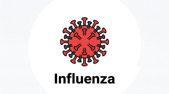 Influenza virus illustration with detailed spiky particle icon