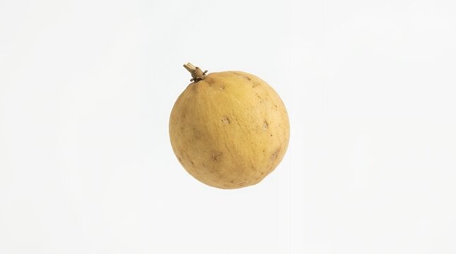 Fresh Single Duku Fruit or Longsat Isolated on White Background Healthy Organic Tropical Asian Lansium Parasiticum