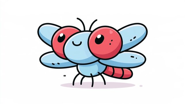 Animal - Cute cartoon dragonfly illustration with big red eyes