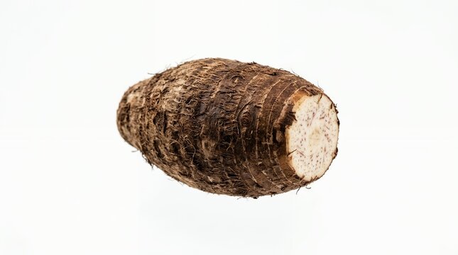 Fresh Raw Taro Root Isolated on White Background Healthy Organic Asian Vegetable Ingredient for Cooking and Nutrition
