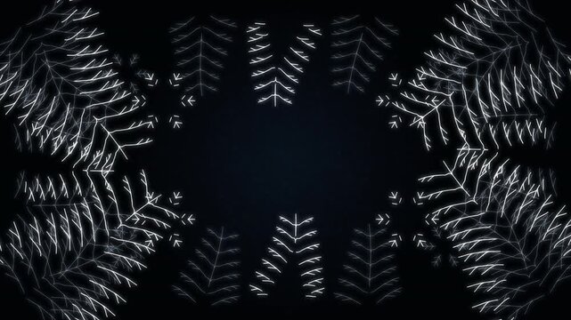 Winter snowflake holiday motion background with glowing ice crystal pattern
